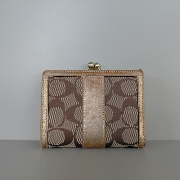 Coach Brown and Gold Patterned Wallet - Picture 1 of 10